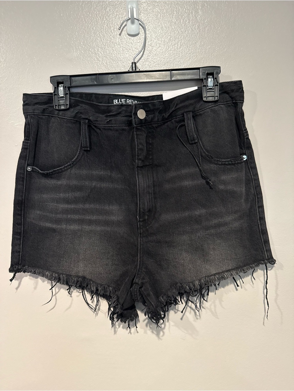 Blue Revival Women's Black Frayed Hem Denim Shorts
